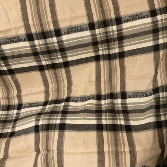 Vintage AIR FRANCE 100% Wool Plaid Cabin Blanket Travel Lap Throw, Shawl - Picture 3 of 3